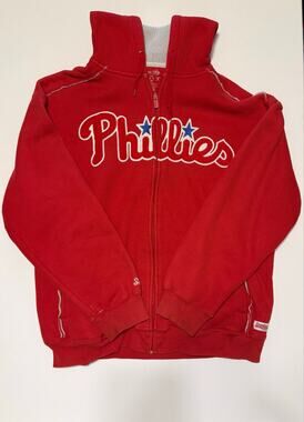 Stitches Philadelphia Phillies Waffle Thermal Full Zip Hoodie Sherpa Hood Red L